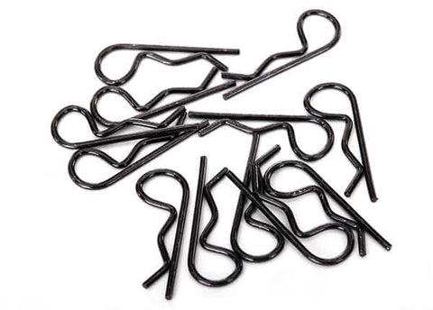 A Traxxas Standard Size Body Clips - Black (12) priced at $3.98 available from Echelon Hobbies