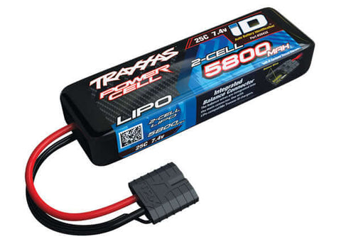 A Traxxas 5800mAh 2S 7.4V 25C LiPo iD Connector Soft Case priced at $89.98 available from Echelon Hobbies