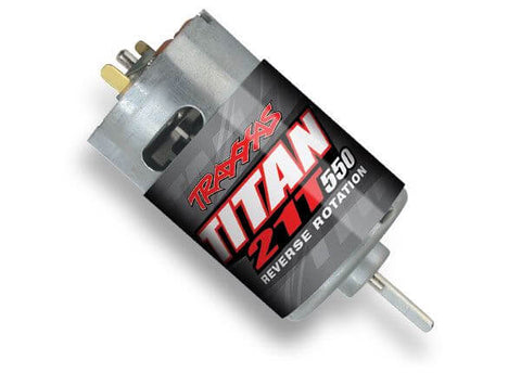 A Traxxas Motor, Titan 550, reverse rotation (21-turns/ 14 volts) priced at $27.98 available from Echelon Hobbies