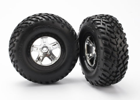 Traxxas 2.2/3.0 Tire w/SCT Rear Wheel (2) (Satin Chrome) (Standard) - 5873X