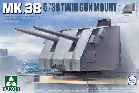 A Takom 1/35 MK.38 5''/38 Twin Gun Mount (Metal Barrel) priced at $48.99 available from Echelon Hobbies