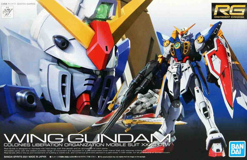 A Bandai Spirits Hobby RG 1/144 #35 Wing Gundam 'Mobile Suit Gundam Wing' priced at $52.75 available from Echelon Hobbies