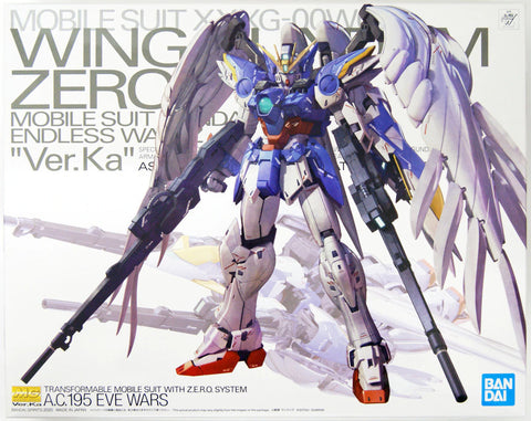 A Bandai Spirits MG 1/100 Wing Gundam Zero (EW) Ver.Ka 'Endless Waltz' priced at $89.25 available from Echelon Hobbies