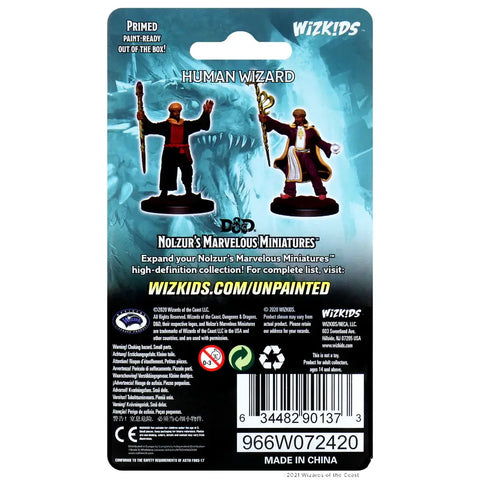 A D&D NOLZUR'S MARVELOUS MINIATURES: HUMAN WIZARD MALE priced at $7.99 available from Echelon Hobbies