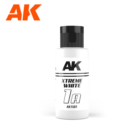 A AK Dual Exo 1A Xtreme White 60ml priced at $8.99 available from Echelon Hobbies