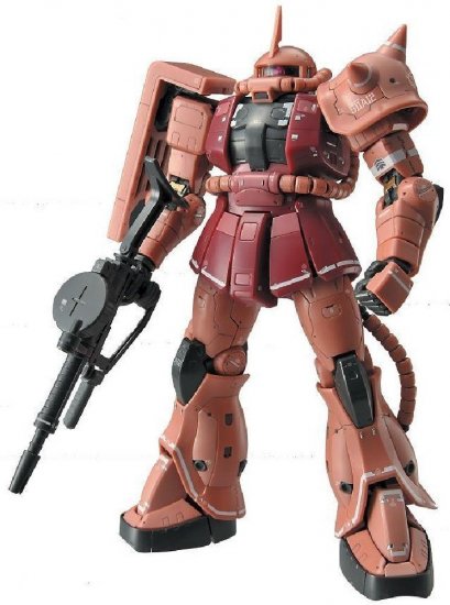 A Bandai RG #2 1/144 MS-06S Zaku II (Char Aznable's Custom) "Mobile Suit Gundam" priced at $43.25 available from Echelon Hobbies