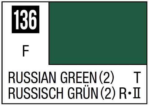 A Mr. Color 136 - Russian Green (2) - 10ml priced at $3.99 available from Echelon Hobbies