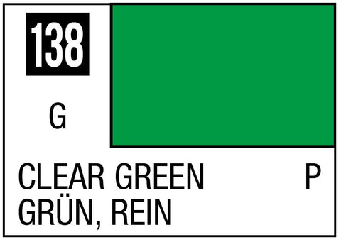 A Mr. Color 138 - Clear Green - 10ml priced at $3.99 available from Echelon Hobbies