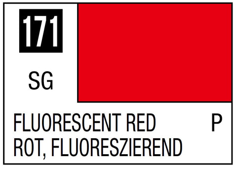 A Mr. Color 171 - Fluorescent Red - 10ml priced at $3.99 available from Echelon Hobbies