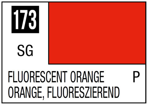 A Mr. Color 173 - Fluorescent Orange - 10ml priced at $3.99 available from Echelon Hobbies