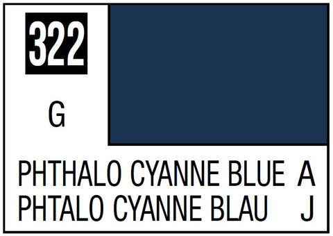 A Mr. Color 322 Phthalo Cyanne Blue - 10ml priced at $3.99 available from Echelon Hobbies