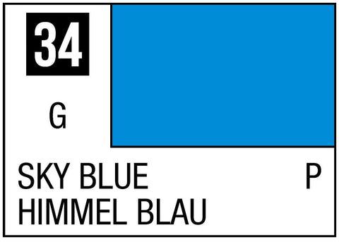 A Mr. Color 34 - Sky Blue - 10ml priced at $3.99 available from Echelon Hobbies