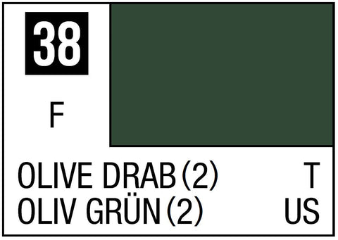 A Mr. Color 38 - Olive Drab 2 - 10ml priced at $3.99 available from Echelon Hobbies