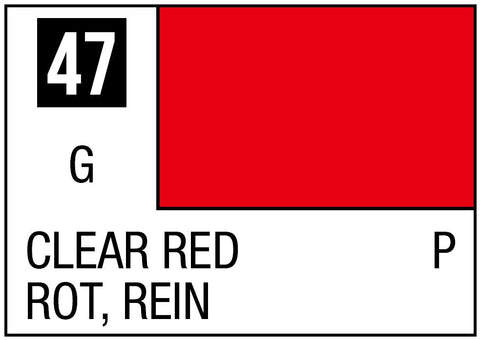 A Mr. Color 47 - Clear Red - 10ml priced at $3.99 available from Echelon Hobbies