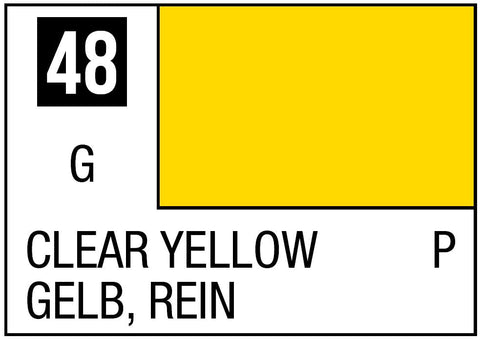 A Mr. Color 48 - Clear Yellow - 10ml priced at $3.99 available from Echelon Hobbies