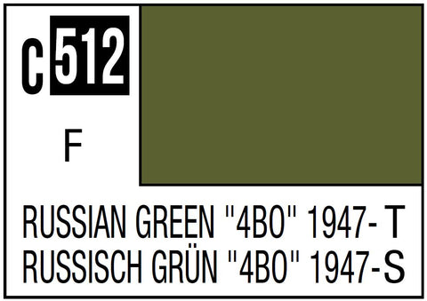 A Mr. Color 512 Russian Green, Soviet Tank 4BO 1947 - 10ml priced at $3.99 available from Echelon Hobbies