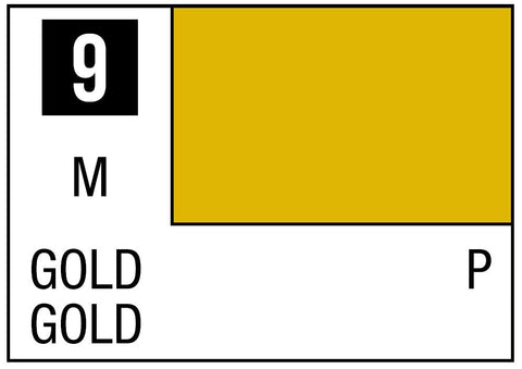 A Mr. Color 9 - Gold - 10ml priced at $3.99 available from Echelon Hobbies