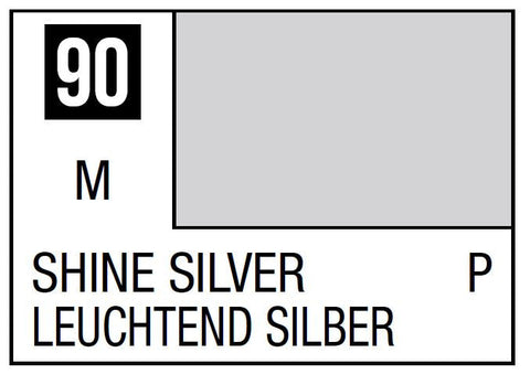 A Mr. Color 90 - Shine Silver - 10ml priced at $3.99 available from Echelon Hobbies