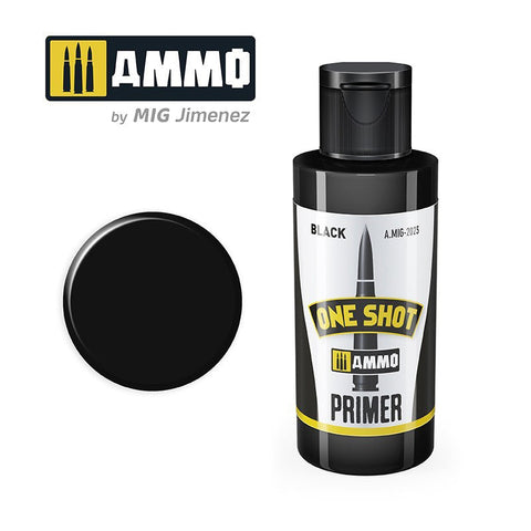 A Mig One Shot Primer Black priced at $12.50 available from Echelon Hobbies