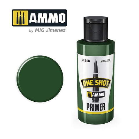 A Mig One Shot Primer Green priced at $12.50 available from Echelon Hobbies